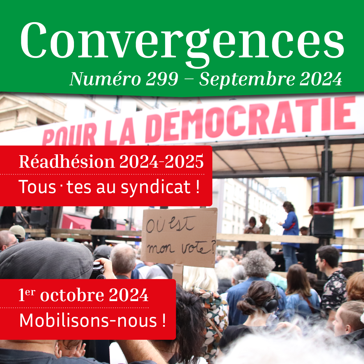 Convergences 299, le magazine des personnels de l'administration de l'éducation nationale et de l'enseignement supérieur, ingénieurs, techniques de recherche et de formation et des bibliothèques